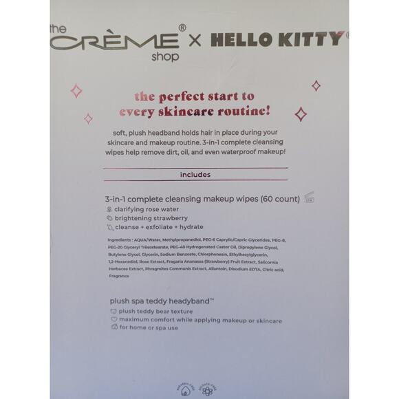 The Creme Shop x Hello Kitty Cleanse starter Kit Headband & Makeup Wipes NEW! - Picture 4 of 5